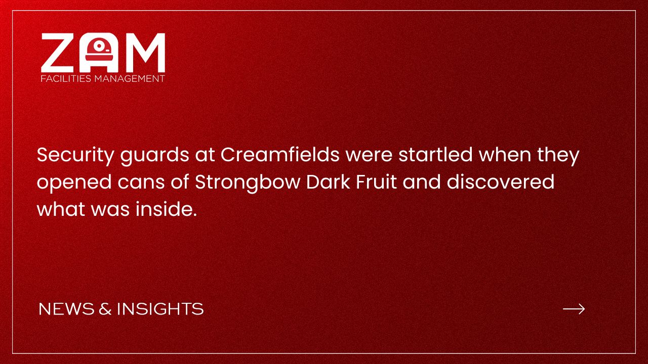 Security guards at Creamfields were startled when they opened cans of Strongbow Dark Fruit and discovered what was inside.